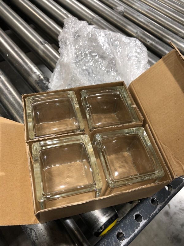 Photo 2 of 4 Pieces Clear Square Glass Vase for Centerpieces Set Glass Cube Square Candle Holders Glass Flower Vases for Home Garden Wedding Decorations Formal Dinners (3 x 3 Inch)