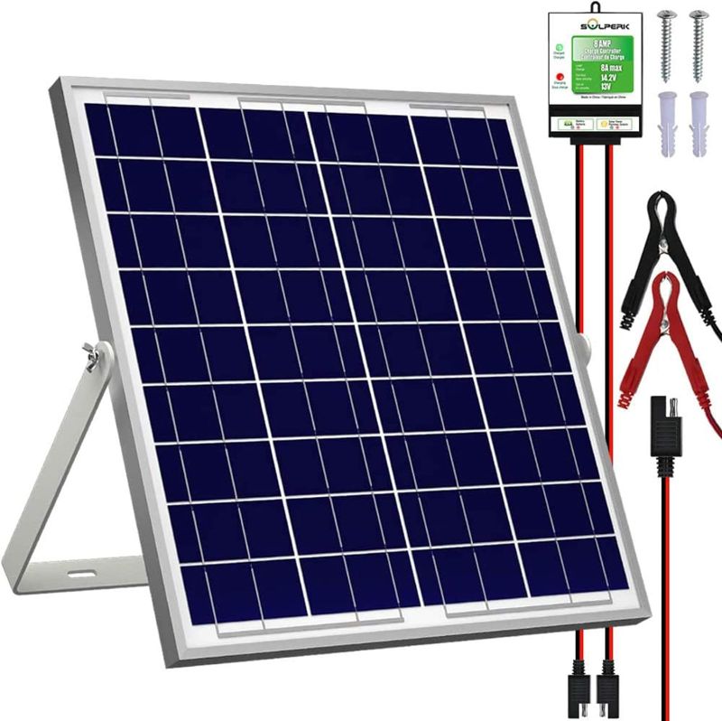 Photo 1 of  SOLPERK 20W Solar Panel?12V Solar Panel Charger Kit+8A Controller? Suitable for Automotive, Motorcycle, Boat, ATV, Marine, RV, Trailer, Powersports, Snowmobile etc. Various 12V Batteries. (20W Solar 