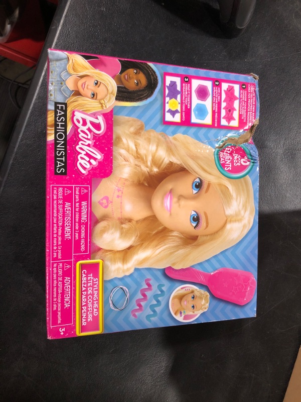 Photo 2 of Barbie Fashionistas 8-Inch Styling Head, Blonde, 20 Pieces Include Styling Accessories, Hair Styling for Kids, by Just Play Blonde Hair
