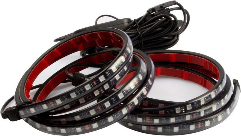 Photo 1 of Duewot LED RGB Truck Bed Light Strip, 2PCS 60'' 5050-SMD Bed Strip Kit with Sound-Activated Function, Blade Fuse Splitter Extension Cable, for Cargo, Pickup, Truck, SUV, RV, Boat (White+RGB) 