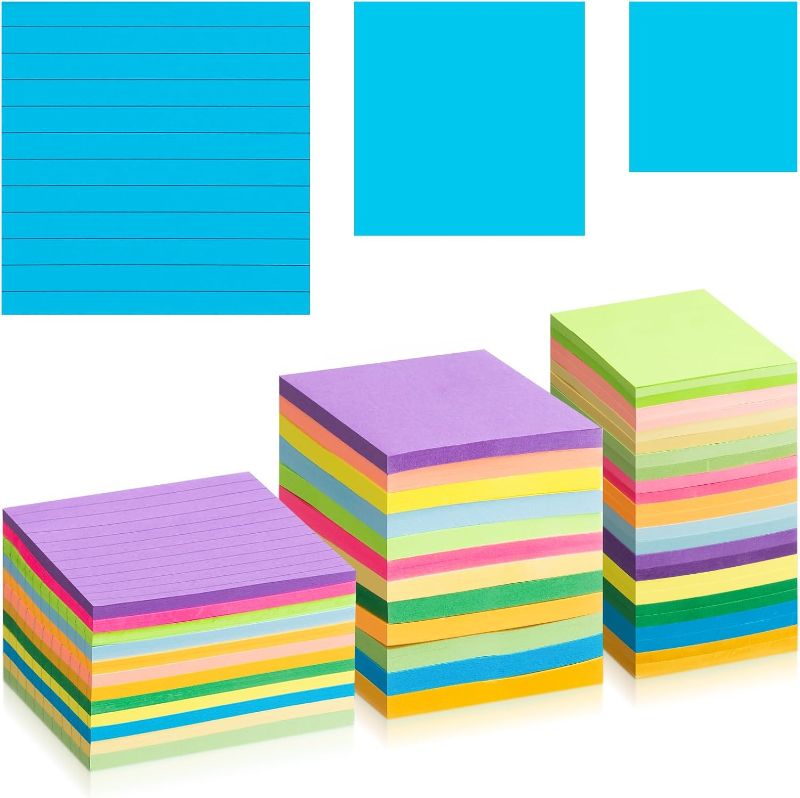 Photo 1 of Ctosree 72piece 3600sheet Colorful Sticky Notes Bulk Assorted Sizes Sticky Note Pads Set line Self Stick Memo Pad Notes for Home Office School Supplies,50 Sheets/Pad 