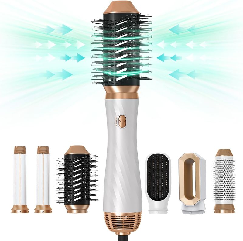 Photo 1 of 6 in 1 Hot Air Brush,Yitrust Hair Dryer Brush Blow Dryer,Left&Right Air Curling Wand,Blow Dryer Brush,One Step Hair Dryer and Styler Volumizer,Hot Brush Hair Straightener,Blow Out Brush 