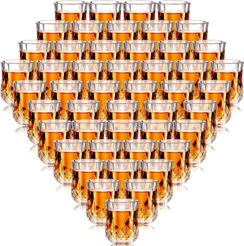 Photo 1 of 1.7oz Mini Shot Glasses Set Tasting Glasses Heavy Base Clear Shot Glass Cute Cordial Glasses Mini Wine Glasses for Serving Whiskey, Wine, Juice (48 Pcs)