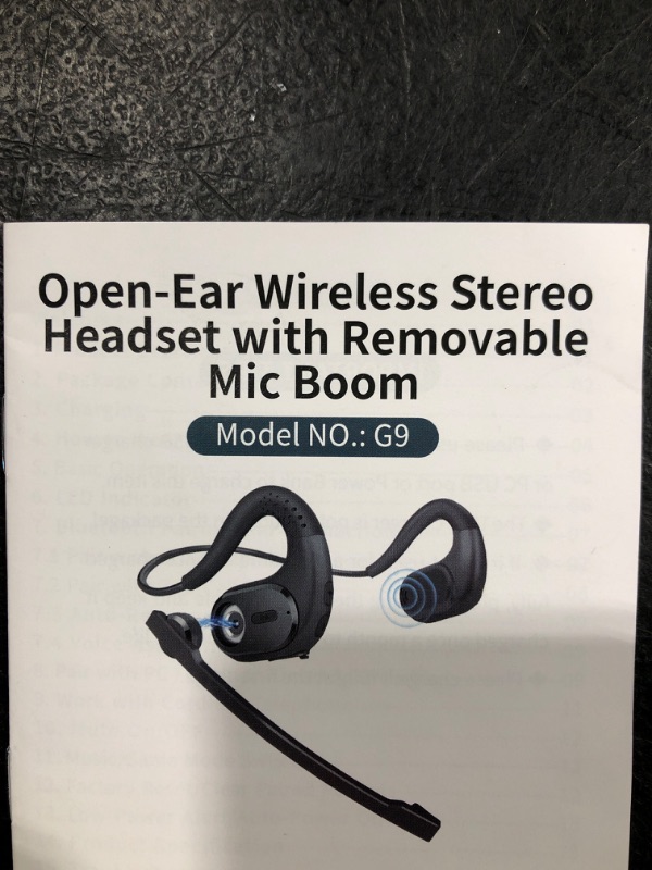 Photo 1 of open ear wireless stereo headset with removalble mic boom model NO: G9
