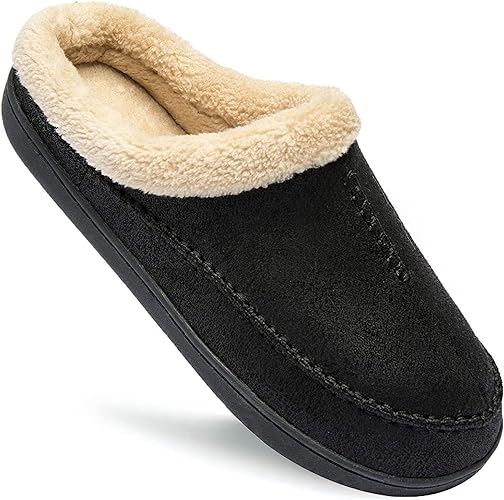 Photo 1 of Ranberone Men's Slippers Microsuede Upper Moccasin House Shoes with Fuzzy Plush Lining Indoor and Outdoor N SIZE 47-48