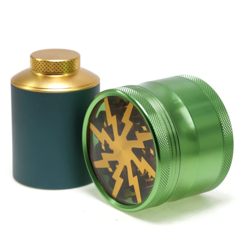 Photo 1 of 1pcs 2.5' Premium Aluminum Crusher & 1pcs 3 oz(80ml) Aluminum spice storage jar (2, Green)