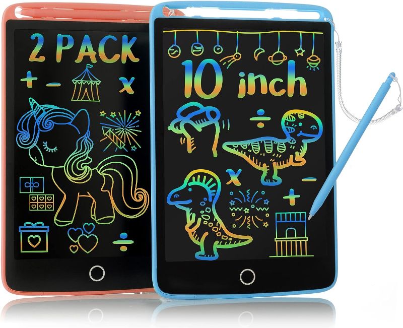 Photo 1 of 2 Pack LCD Writing Tablet - 10 Inch Doodle Scribbler Board Colorful Screen Drawing Pad, Learning Educational Toy Gift for 3 4 5 6 7 8 Years Old Girls Boys Toddlers