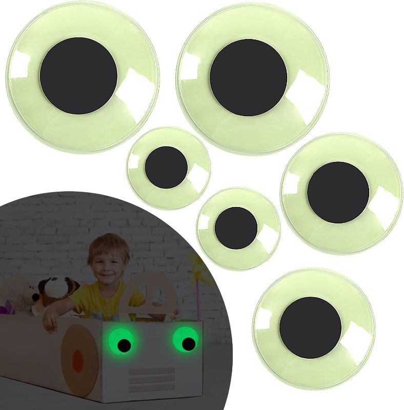 Photo 1 of 6Pcs Giant Googly Wiggle Eyes, PETKNOWS Glow in The Dark Google Eyes Self Adhesive for Craft Sticker Large Sticky Eyes Big Sparkle Googly Eyes for DIY Decoration 3inch 4inch 6inch