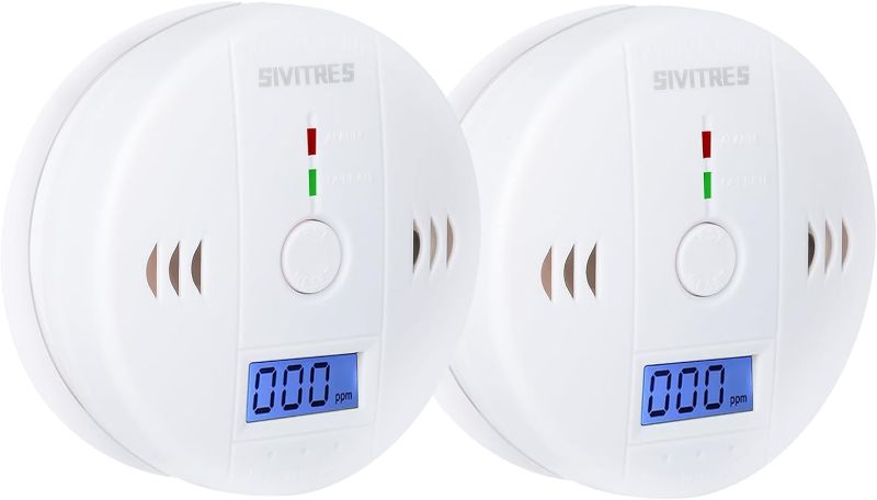 Photo 1 of 2 Packs Carbon Monoxide Detectors Carbon Monoxide Alarm CO Alarm Detector Monitor with LED Digital Display Battery Operated