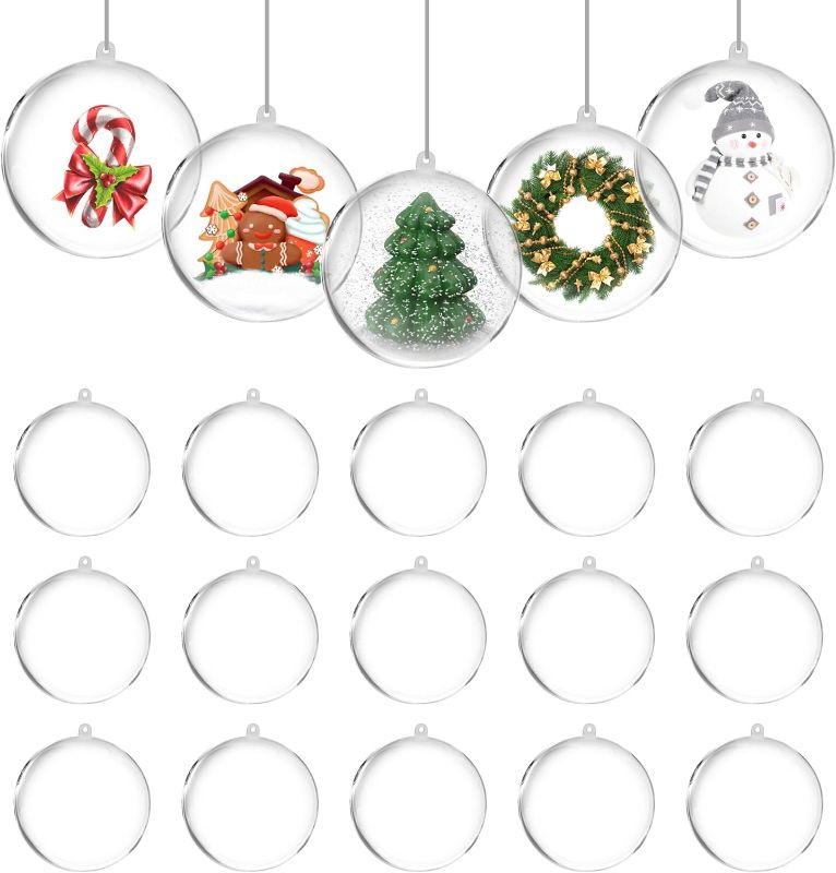 Photo 1 of HOOSUNNY 20PCS 3.15"/80mm Clear Christmas Balls Ornaments Decorative Hanging Ornaments Balls for Christmas Tree Wedding Party Clear Plastic Fillable Christmas Ball Ornaments Set 