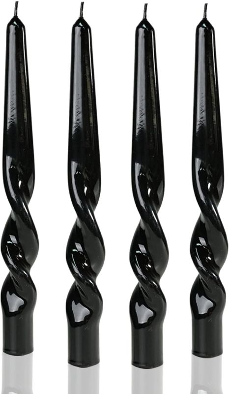 Photo 1 of Taper Candles Conical Stick Candles Spiral Taper Candles-Set of 4 for Decoration Weddings Party Church-Unscented Dripless Candles,10inch(Brown)