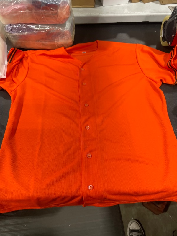 Photo 2 of Baseball Jersey for Men and Women, Baseball Shirts for Custom Button up Shirt,Hipster Hip Hop Sports Uniforms Small Orange