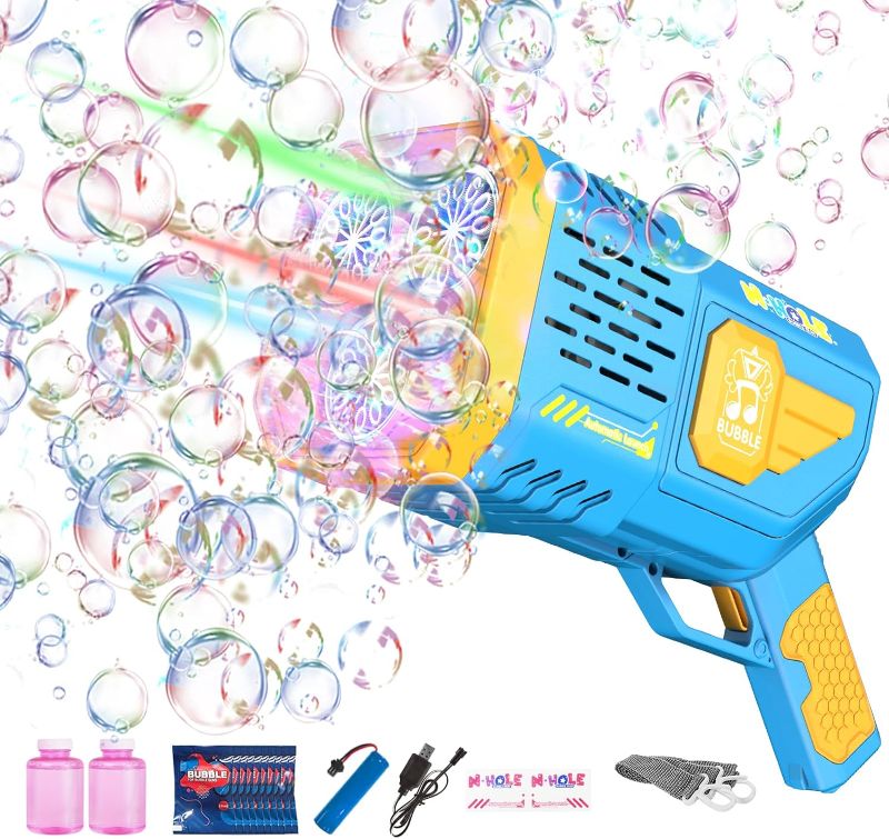 Photo 1 of Bubble Machine Gun 10000+ Bubbles Per Minute with Colorful Lights, No dip Automatic Bubble Maker for Kid Adult, Birthday Party, Toy, Gift, Outdoor and Indoor, Wedding and Celebration (Blue)