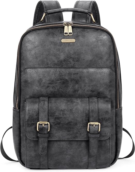 Photo 1 of CHOLISS Vintage Leather Laptop Backpack for Women 15.6 Inch Business Casual Travel College Weekend Daypack Bag