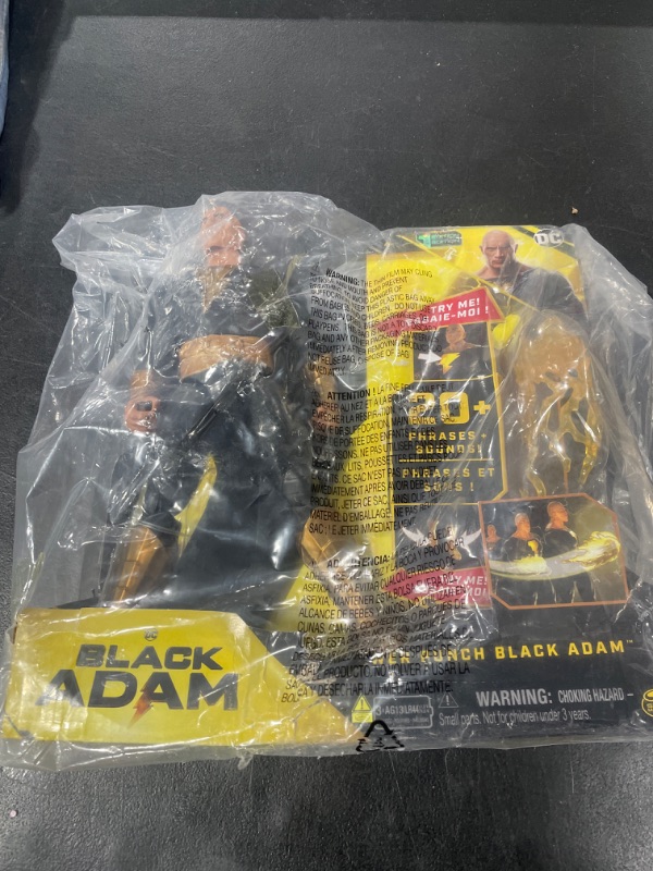 Photo 2 of DC Comics, Power Punch Black Adam 12-inch Action Figure, 20+ Phrases and Sounds, Lights Up with 2 Accessories, Black Adam Movie Collectible Kids Toys for Boys and Girls Ages 3 and Up Deluxe Black Adam Figure