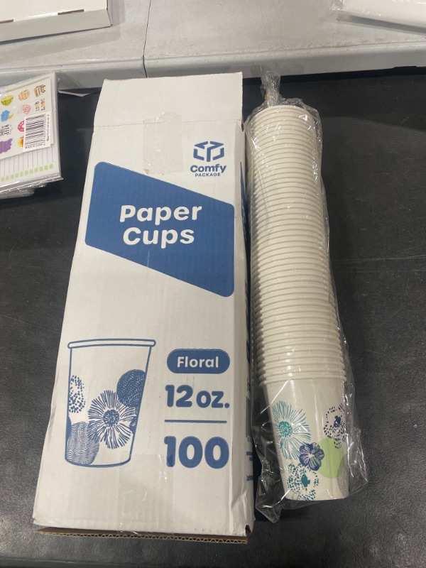 Photo 1 of 100pk Floral Paper cups 