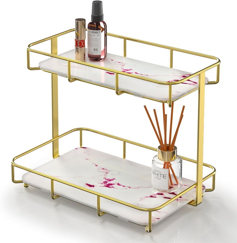 Photo 1 of Acliys Bathroom Organizer Countertop, Makeup Organizer Perfume Organizer Marble Ceramic Tray Cosmetic and Skincare Organizers for Dresser Vanity Organizer Spice Rack Organizer for Kitchen