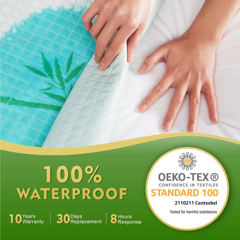 Photo 2 of 100% Waterproof King Size Mattress Cover Protector, Breathable Bamboo 3D Air Fabric, Water Proof Mattress Pad Cover, Soft Noiseless Vinyl Free Machine Washable, 8''-21'' Deep Pocket