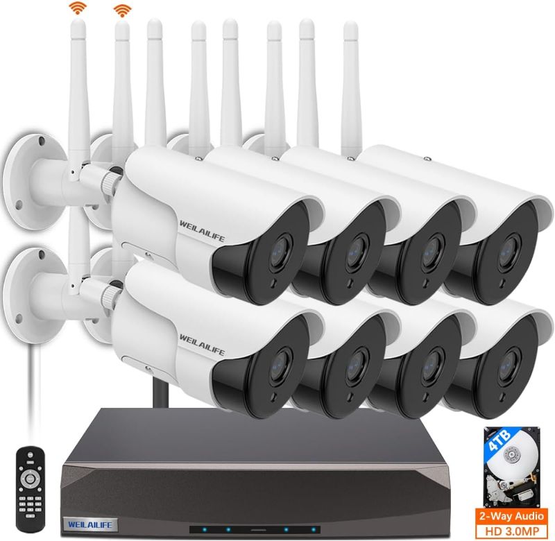 Photo 1 of ?New 2-Way Audio & 2-Antenna Enhance? Outdoor Wireless Security Camera System, Dual Antennas Enhanced WiFi Surveillance Camera System, 3.0MP 8 Cams 8 Channel Waterproof Home Video Surveillance
