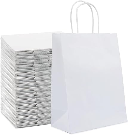 Photo 1 of Basics Kraft Paper Gift Bags with Handles 8x4.25x10.5 White