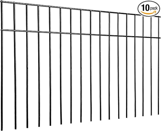 Photo 1 of Adavin Small/Medium Animal Barrier Fence 10 Pack 24in(L) X 15in(H) Underground Decorative Garden Fencing, Dog Rabbits Fences Black Metal Fence Panel Ground Stakes for Outdoor Patio. Total Length 20Ft