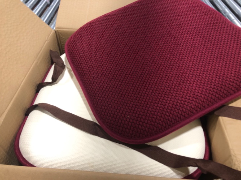 Photo 2 of 4 Pack Polyurethane Memory Foam Honeycomb Nonslip Back 16" x16" Chair/Seat Cushion Pad Wine Burgundy 4 Pack