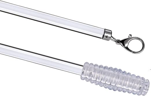 Photo 1 of 2 Pack - 30 inches Clear Acrylic Universal Drapery Pull Rod Wand with Metal Snap, 1/2 Inch Wide (30”)