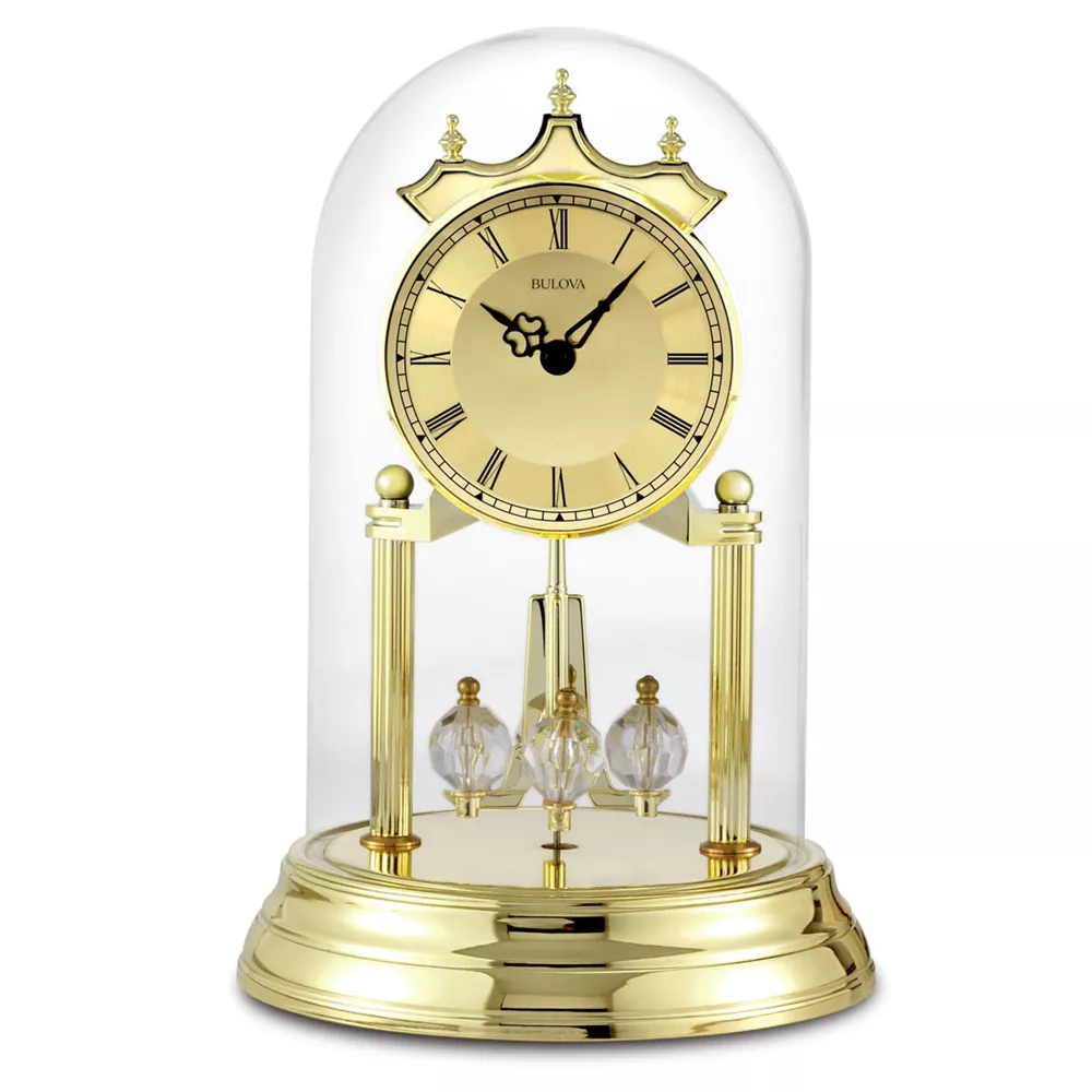 Photo 1 of Bulova Clocks Tristan I Oval Dome Clock with Metal Base and Brass Finish, Gold
