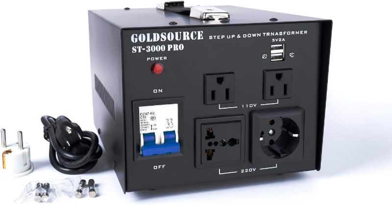 Photo 1 of 3000W ST-Pro Auto Step Up & Step Down Voltage Transformer Converter, Heavy-Duty AC 110/220V Converter with US Standard, Universal, Schuko AC Outlets & DC 5V USB Port by Goldsourc