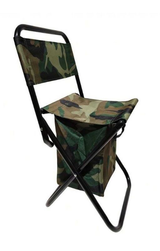 Photo 1 of 1pc Foldable Camping Chair Barbecue Chair Picnic Chair Outdoor Table Chair Fishing Chair With Cooler Bag Portable Backrest Fishing Stool Lightweight Outdoor Folding Chair For Fishing Hunting Beach Camping Seat