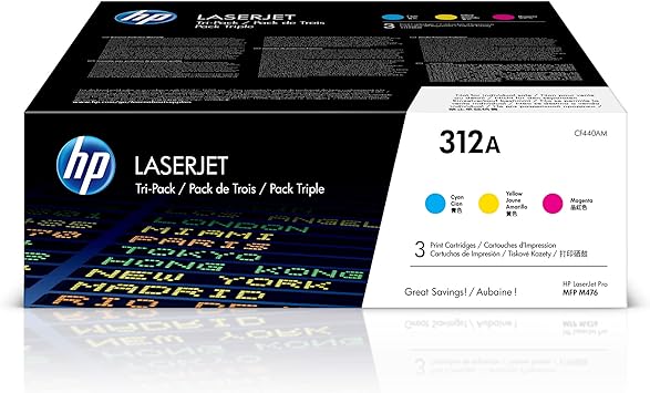 Photo 1 of HP 312A Cyan, Magenta, Yellow Toner Cartridges (3-pack) | Works with HP Color LaserJet Pro MFP M476 Series | CF440AM https://a.co/d/0BnBYhd