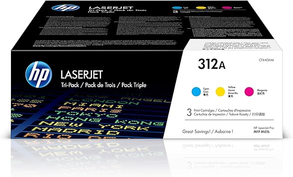 Photo 1 of HP 312A Cyan, Magenta, Yellow Toner Cartridges| Works with HP Color LaserJet Pro MFP M476 Series | CF440AM https://a.co/d/0BnBYhd