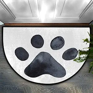 Photo 1 of AUUXVA Half Round Door Mat Welcome Door Mats Rug for Front Door Outdoor Indoor Entrance Half Circle Floor Mat Area Rugs for Home Kitchen Patio 36" x 24" (Cute Paw Print)
