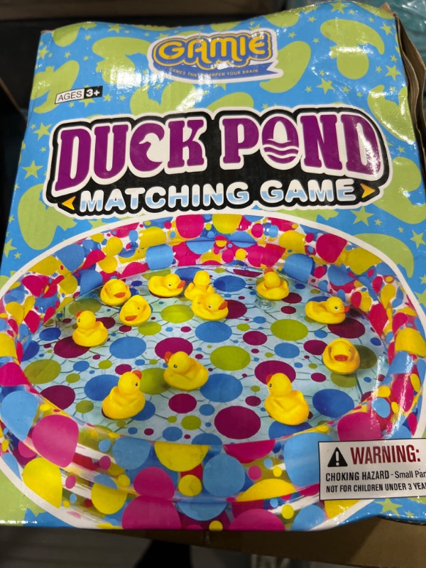 Photo 1 of Duck Pond Matching Game for Kids by GAMIE - Includes 20 Plastic Ducks with Numbers and 3’ x 6” Inflatable Pool - Fun Memory Water Outdoor Game for Children, Preschoolers, Birthday Party