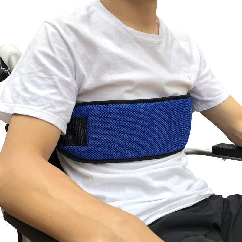 Photo 1 of ** NOT BLUE ITEM IS BLACK** Wheelchair Seat Belt Adjustable Medical Wheelchair Safety Harness for Patient Caring, Cushion Harness Straps with Easy Release Buckle