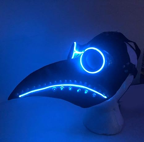 Photo 1 of Acid Tactical Plague Doctor Halloween Mask EL Wire Light up LED GLOW Dr Bird Crow Mask BLUE