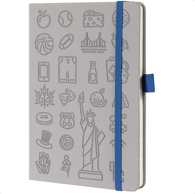 Photo 1 of Pejovo A5 Lined Leather Journal Notebook, (Grey), 160 Pages, 120gsm Thick Paper Notebook - 5.9×8.4 inches Personalized Iconic Hardcover Journal for Women Men Writing, Daily Diary and Note Taking