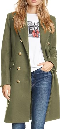 Photo 1 of Cicy Bell Women's Winter Double Breasted Pea Trench Coat Lapel Collar Long Jackets Small