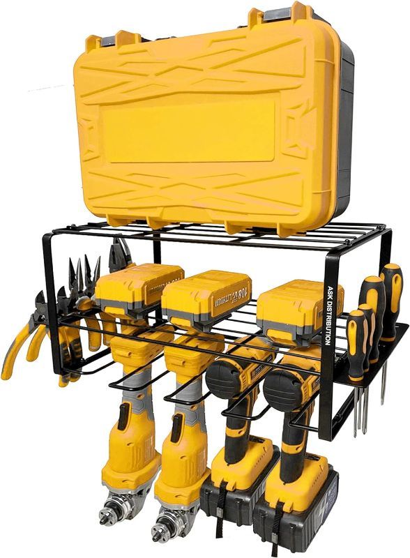 Photo 1 of 
ASK Distribution Power Tool Organizers and Storage - Heavy Duty Metal Garage Tool Organizer Wall Mount Storage Rack - Easy to Install 3-Tier Utility Storage Rack for Power Tools, Tool Box and More

