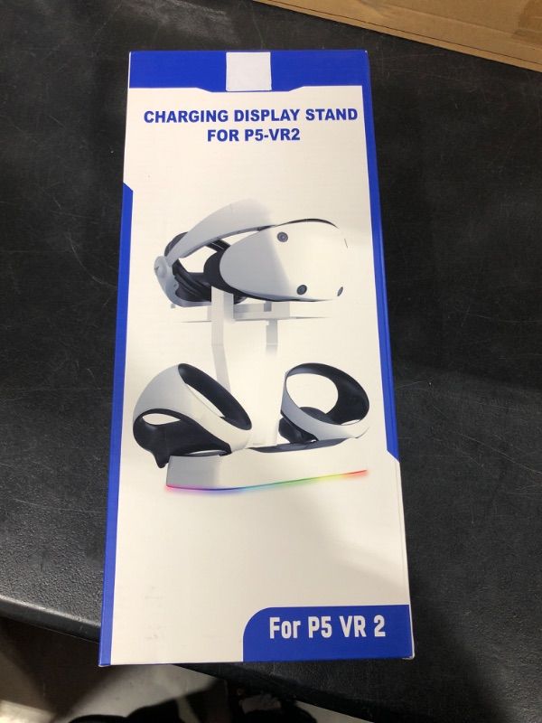 Photo 1 of GenGeLy Charging Station for PS5 VR2 with 3 Type-C Magnetic Adapters, VR2 Holder Display Stand for PSVR2 Controller with Breath RGB Light 
