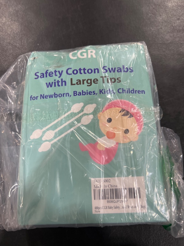 Photo 2 of 400pcs CGR Baby Safety Cotton Swabs with Large Tips for Newborn, Babies, Kids, Children, 100% Organic Cotton, White Paper Sticks, 5 Pack of 80 Swabs Total(2 Boxes and 3 Bags) 80 Count (Pack of 5)