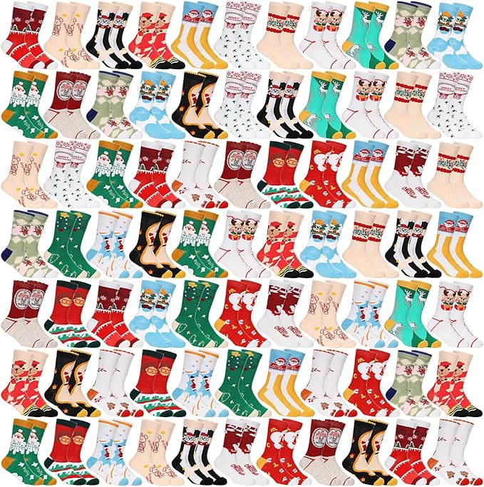 Photo 1 of Panitay 80 Pairs Kids Christmas Socks Bulk Thermal Warm Children Christmas Socks Holiday Cotton Socks Winter Socks for Boy and Girl Gifts ONE SIZE 
