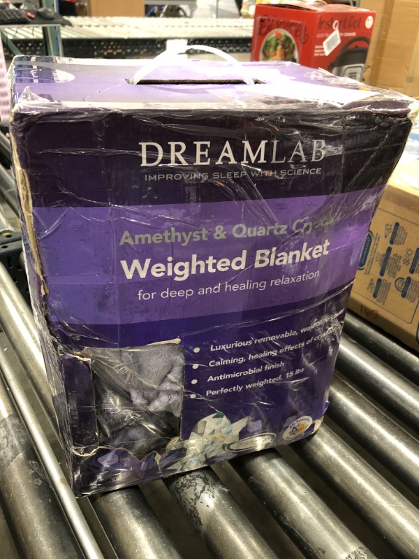 Photo 2 of Dream Lab Amethyst and Quartz Crystal Cooling Reversible Weighted Blanket with Removable Cover, 15 Pounds, Lavender 48x72 Lavender