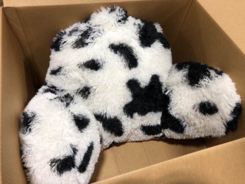 Photo 1 of Aimuan Reading Pillow Bed Rest Pillow with Arms Plush Shaggy Fur Cushion for Adults Teens Incline Rest Sitting up & Sleeping Snoring Pillow with Pregnancy Lumbar Back Support (Standard, White-Black) White-black Standard