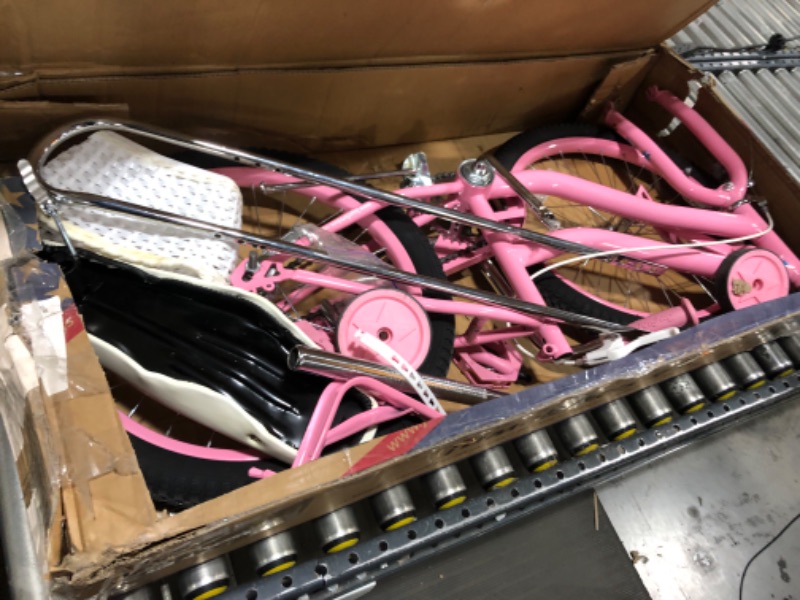 Photo 1 of JOYSTAR 20 Inch Girls Bike with Training Wheels, Banana Seat Bike for Girls Ages 7-12 Years Old, Kids' Girls Bicycle with Front Handbrake and Coaster Brakes, Kickstand Included Pink 20 Inch with Training Wheels