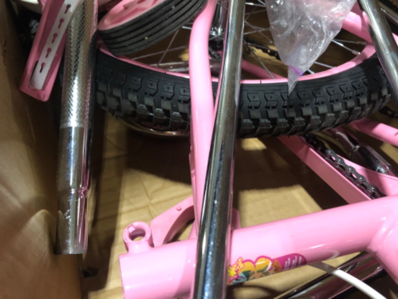 Photo 1 of JOYSTAR 20 Inch Girls Bike with Training Wheels, Banana Seat Bike for Girls Ages 7-12 Years Old, Kids' Girls Bicycle with Front Handbrake and Coaster Brakes, Kickstand Included Pink 20 Inch with Training Wheels