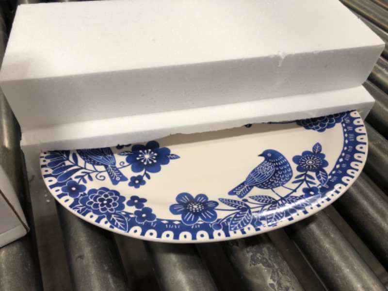 Photo 2 of  Sonemone 14 inch Blue Bird Serving Platter, Ceramic Oval Serving Plates for Entertaining Party Restaurant, Turkey, Dishwasher & Microwave Safe 