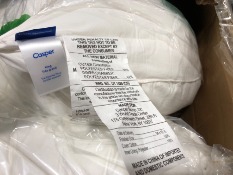 Photo 3 of  Casper Original Pillow for Sleeping, King, White, Two Pack 