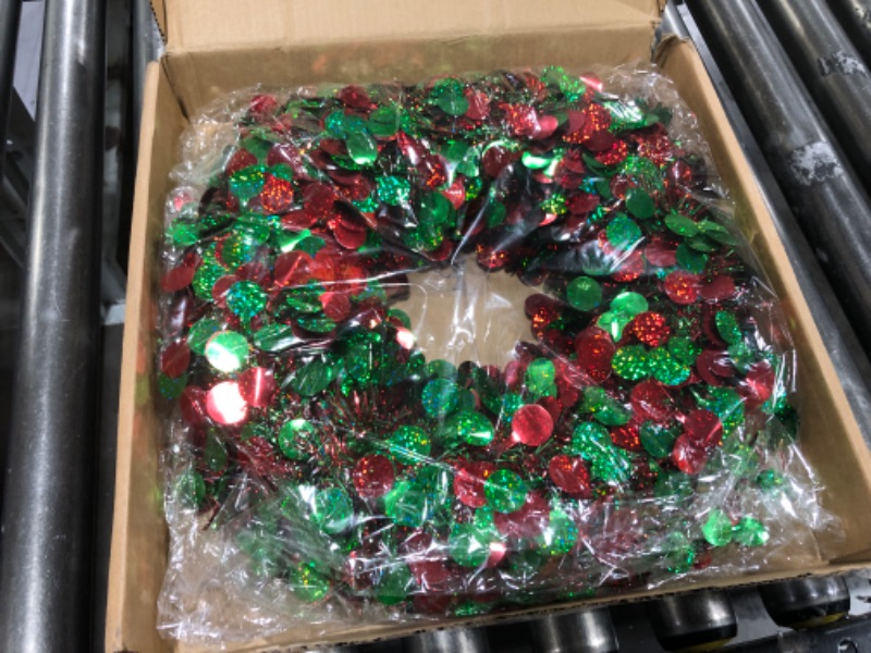 Photo 1 of 15 INCH DECORATIVE RED/GREEN WREATH