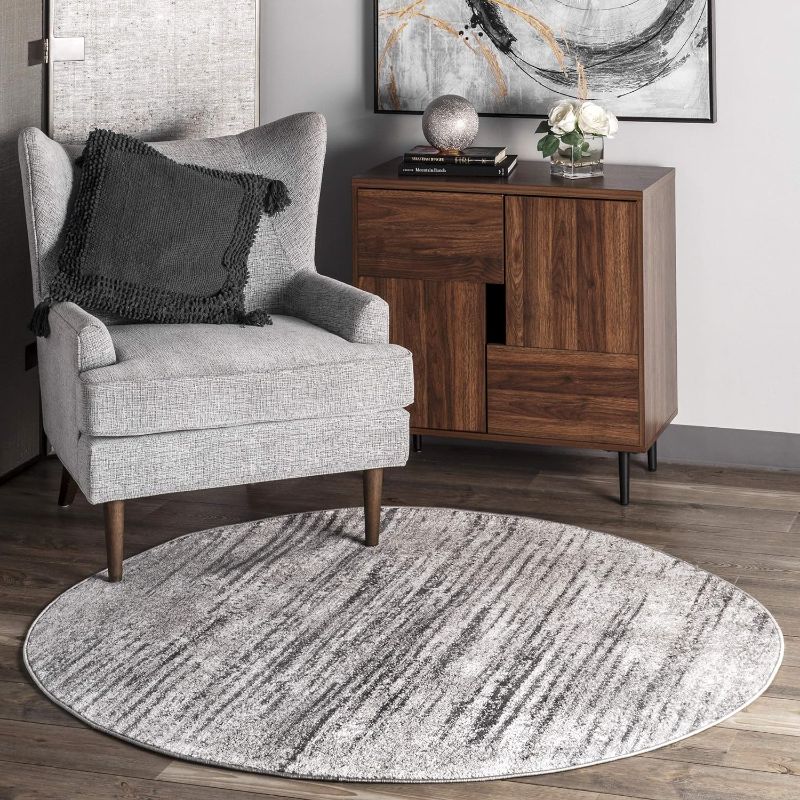 Photo 1 of  nuLOOM Contemporary Faded Elsa Area Rug, 5' Round, Grey 